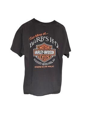 Harley Davidson T Shirt Mens Large Black Barb's NJ Biker Graphic Faded Logo